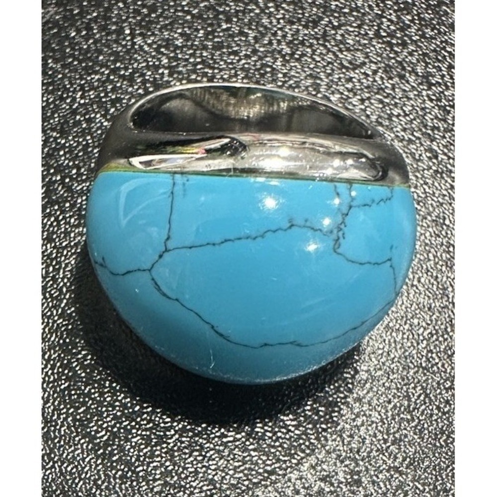 Park Lane Cool Waters Ring Size 7 Silver Tone Genuine Turquoise Dome Vintage